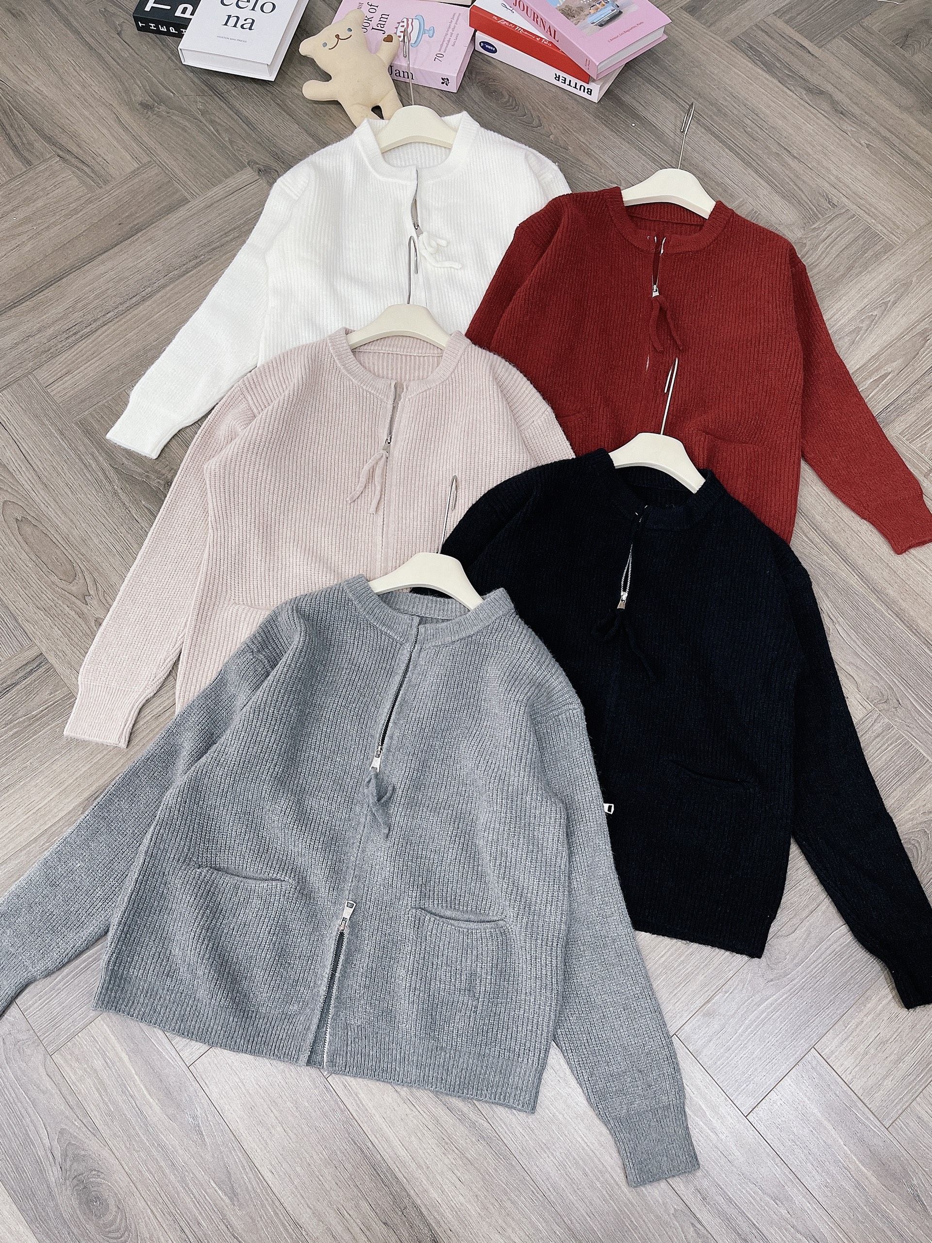 AL01-ÁO CARDIGAN LEN KHOÁ 2 CHIỀU